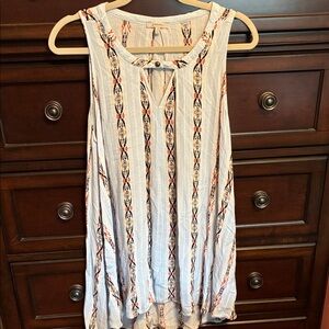JODIFL Vertical Stripe Boho Tank in Light Blue, Navy & Coral